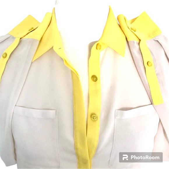 A|X Armani Exchange Cream Silk Sheer Button Down Shirt Top Women"s Size XS - Picture 8 of 13